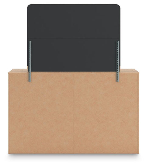 Kinlanni Upholstered Panel Bed, Dresser and Mirror