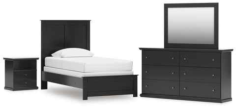 Maribel Panel Bed with Dresser, Mirror and Nightstand