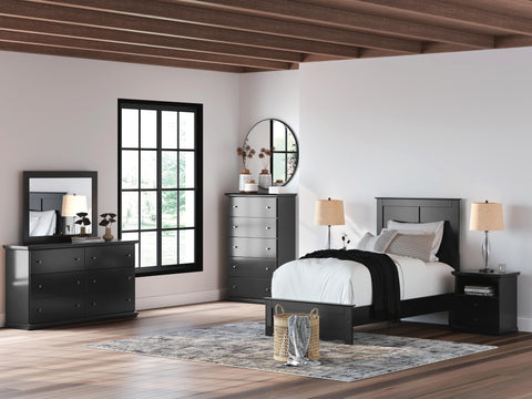 Maribel Panel Bed with Dresser, Mirror and 2 Nightstands