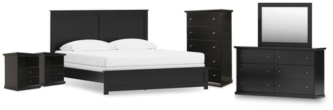 Maribel Panel Bed, Dresser, Mirror, Chest and 2 Nightstands