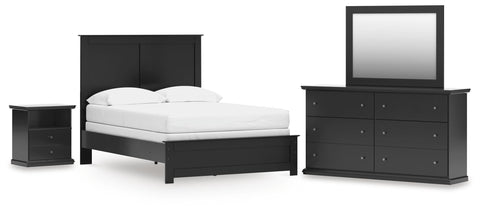 Maribel Panel Bed with Dresser, Mirror and Nightstand