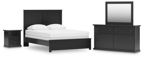 Maribel Panel Bed with Dresser, Mirror and Nightstand