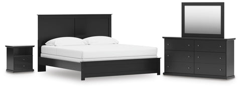 Maribel Panel Bed with Dresser, Mirror and Nightstand