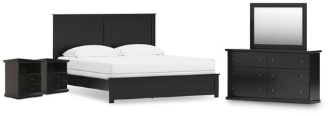 Maribel Panel Bed with Dresser, Mirror and 2 Nightstands