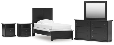 Maribel Panel Bed with Dresser, Mirror and 2 Nightstands