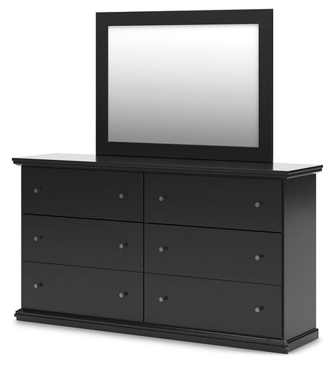 Maribel Panel Bed with Dresser, Mirror and Nightstand