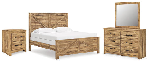 Maystonna Crossbuck Panel Bed, Dresser, Mirror and Nightstand