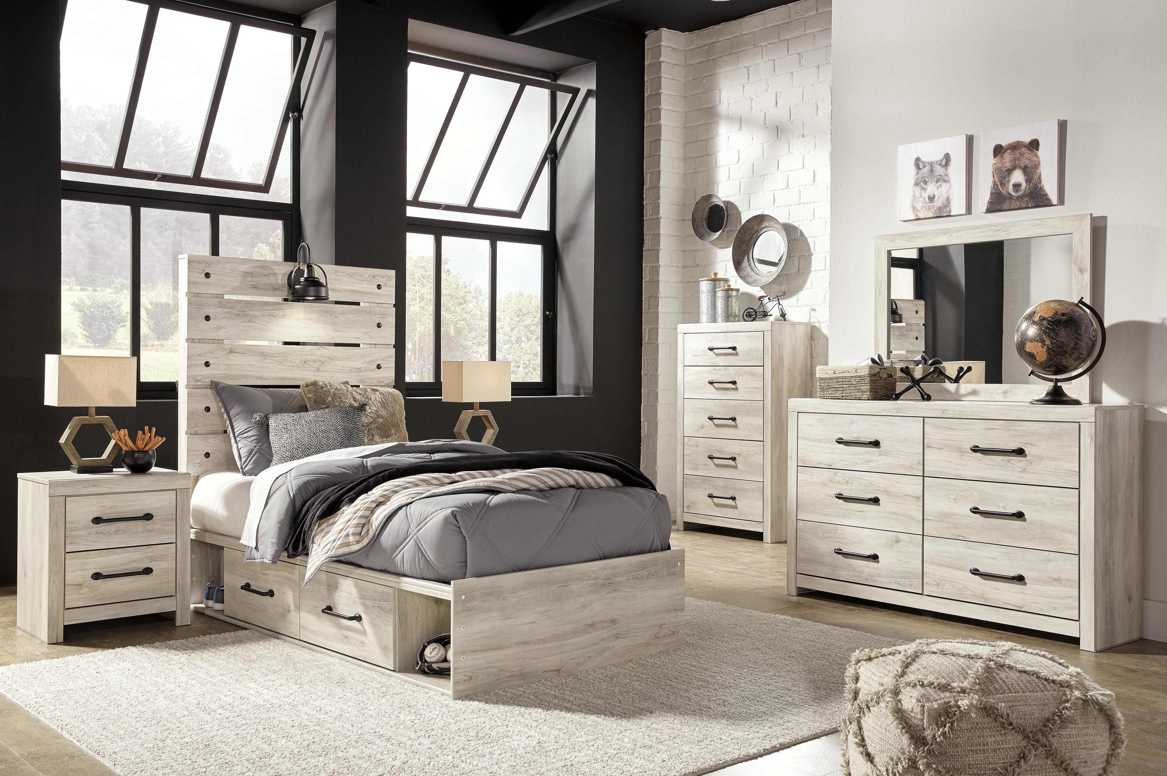 Averly Panel Bed with 2 Storage Drawers