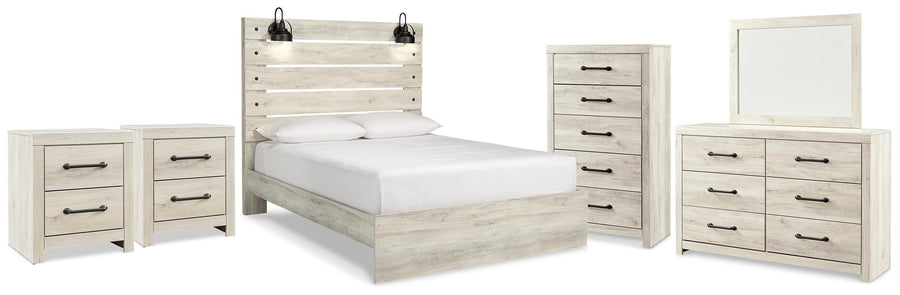 Averly Panel Bed, Dresser, Mirror, Chest and 2 Nightstands