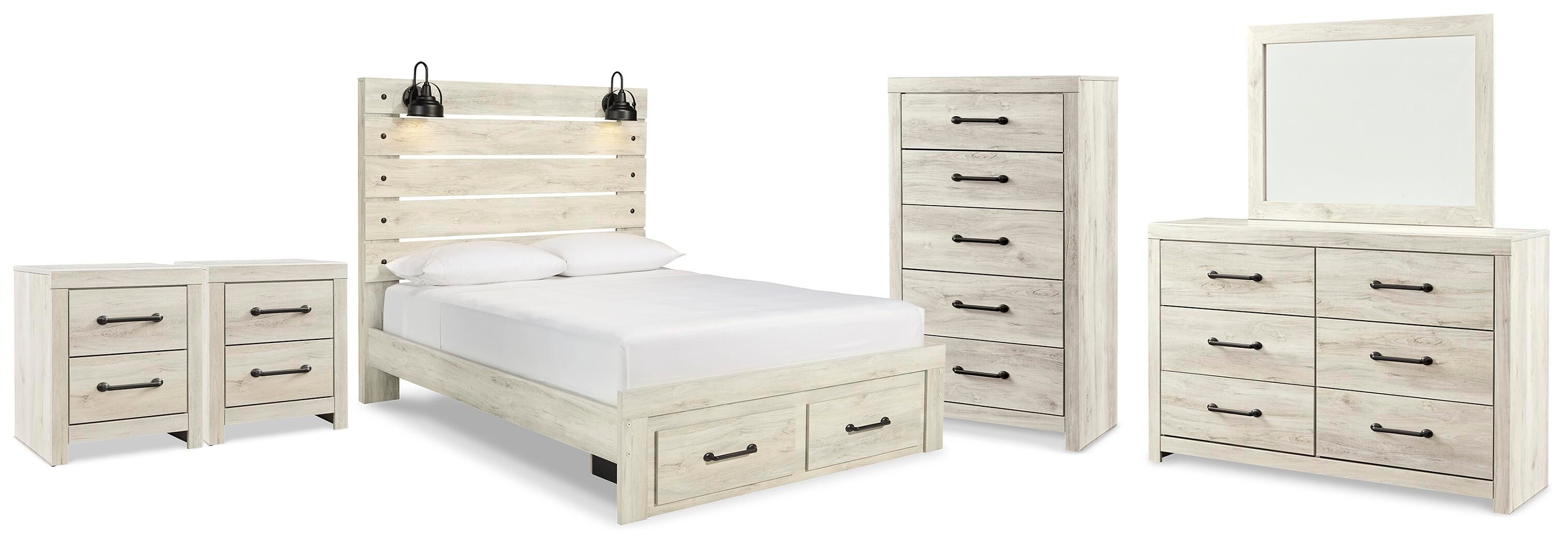 Cambeck Panel Storage Bed, Dresser, Mirror, Chest and 2 Nightstands