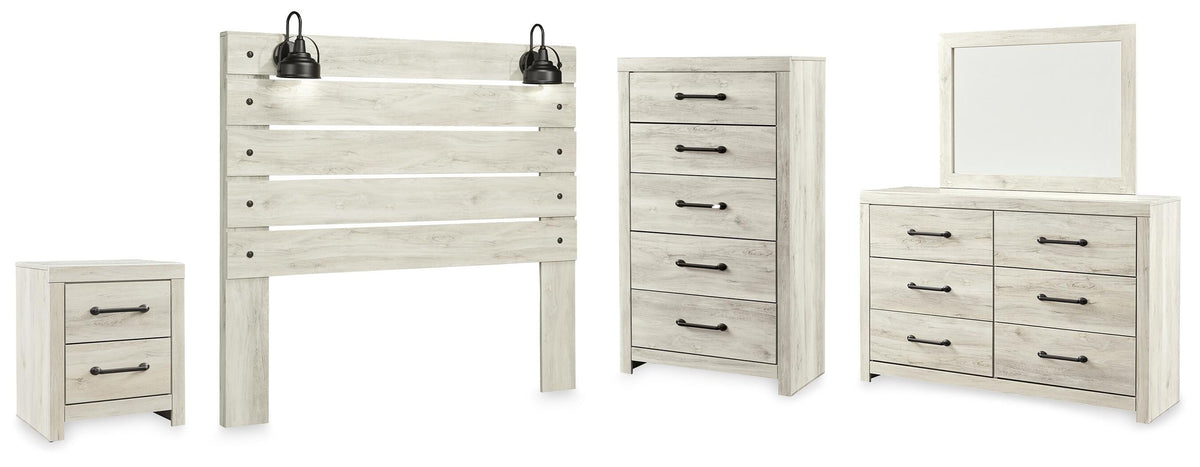 Averly Panel Headboard, Dresser, Mirror, Chest and Nightstand