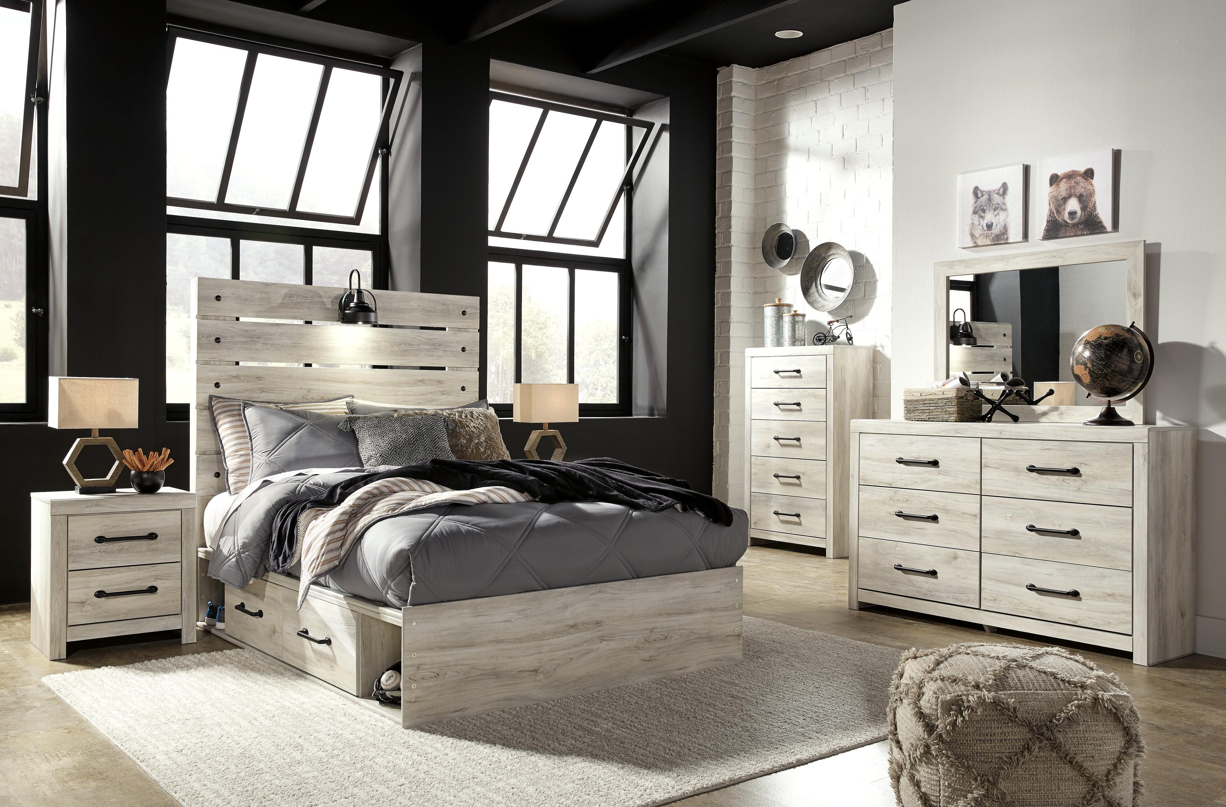 Cambeck Panel Bed with 2 Storage Drawers