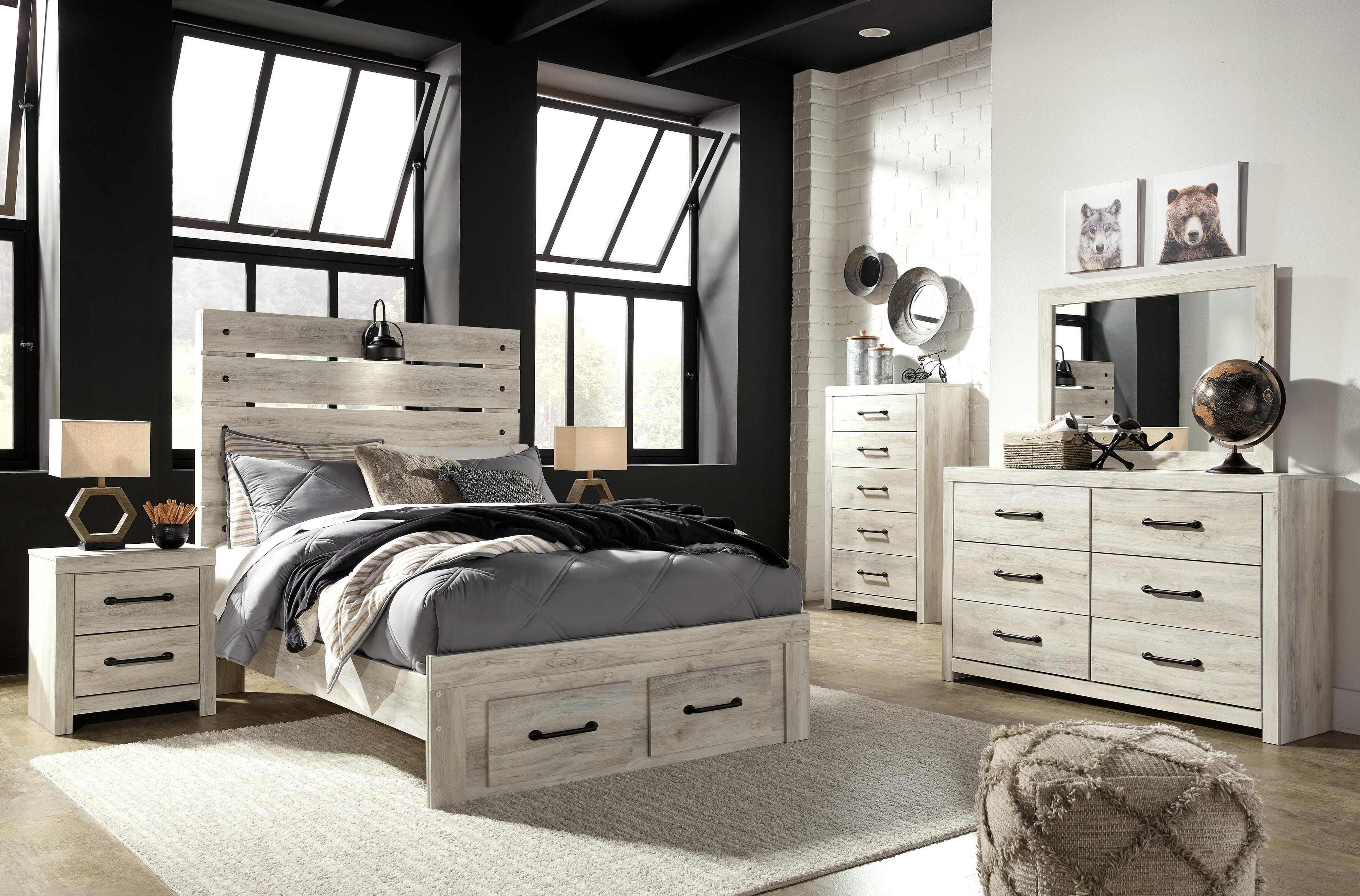 Cambeck Panel Bed with 2 Storage Drawers