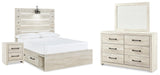 Cambeck Panel Bed with Storage, Dresser, Mirror and Nightstand