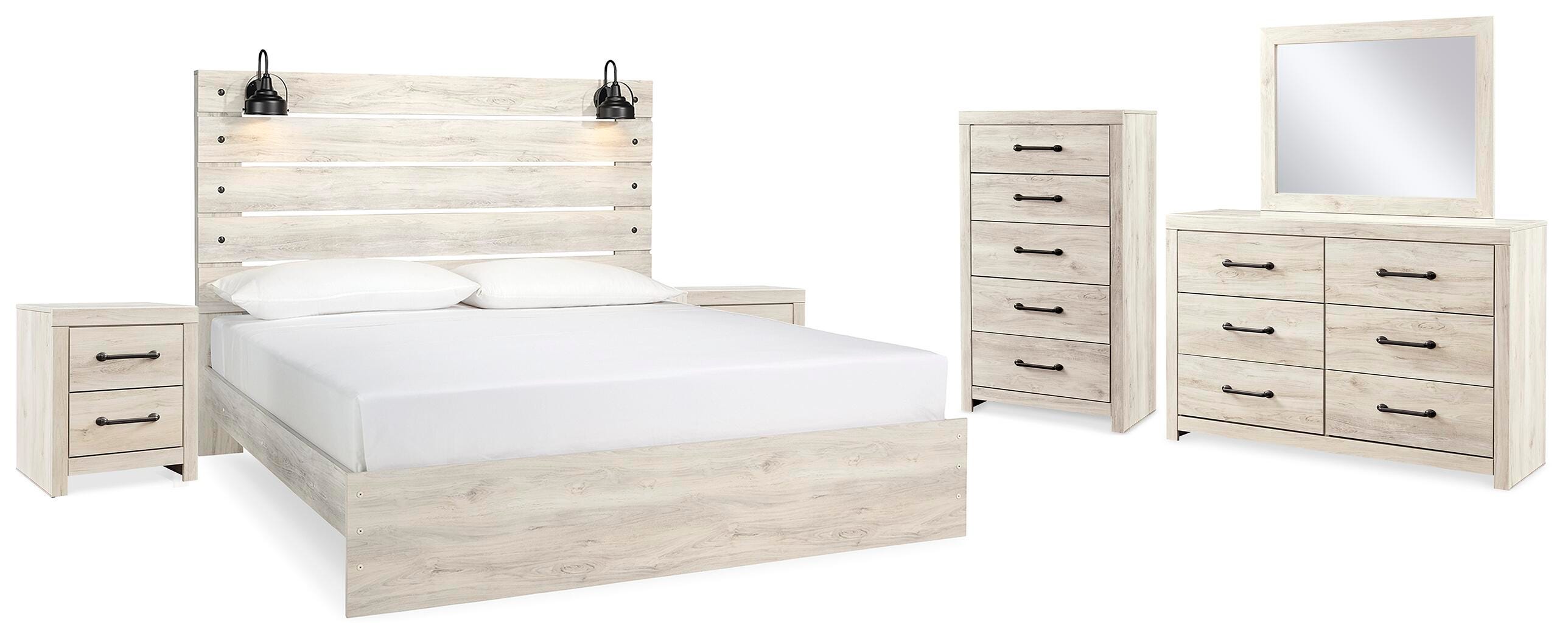 Averly Panel Bed, Dresser, Mirror, Chest and 2 Nightstands