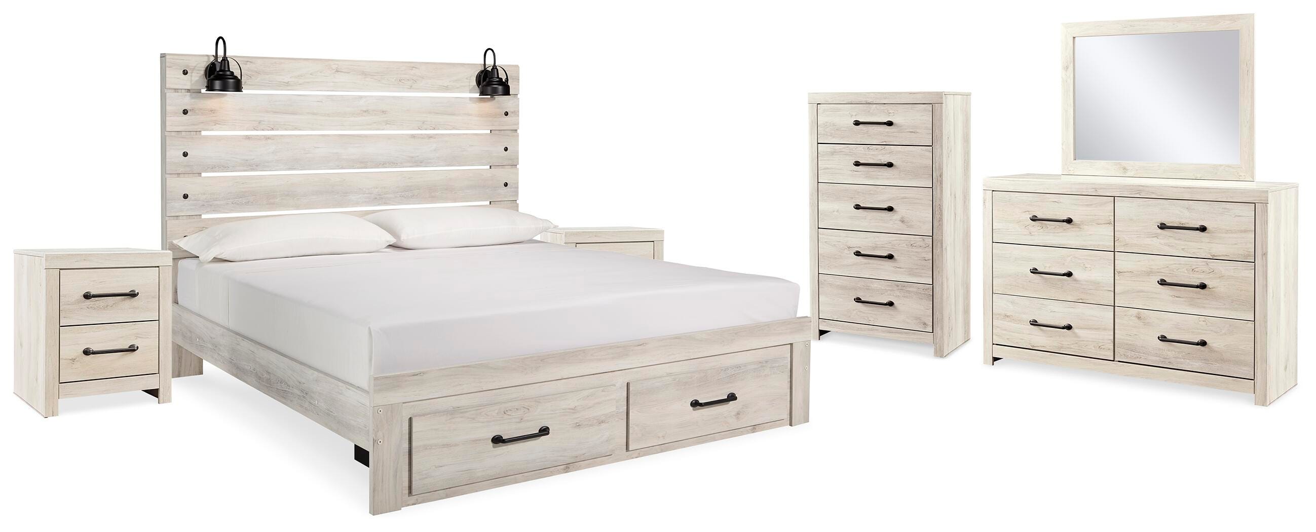 Cambeck Panel Storage Bed, Dresser, Mirror, Chest and 2 Nightstands