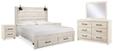 Averly Storage Bed, Dresser, Mirror and 2 Nightstands