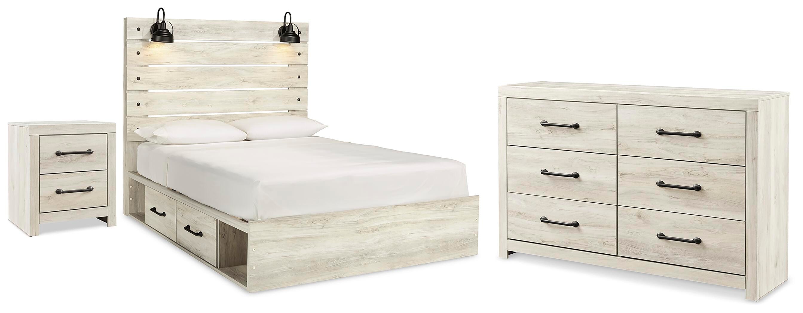 Cambeck Panel Bed with Storage, Dresser and Nightstand