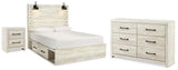 Averly Panel Bed with Storage, Dresser and Nightstand