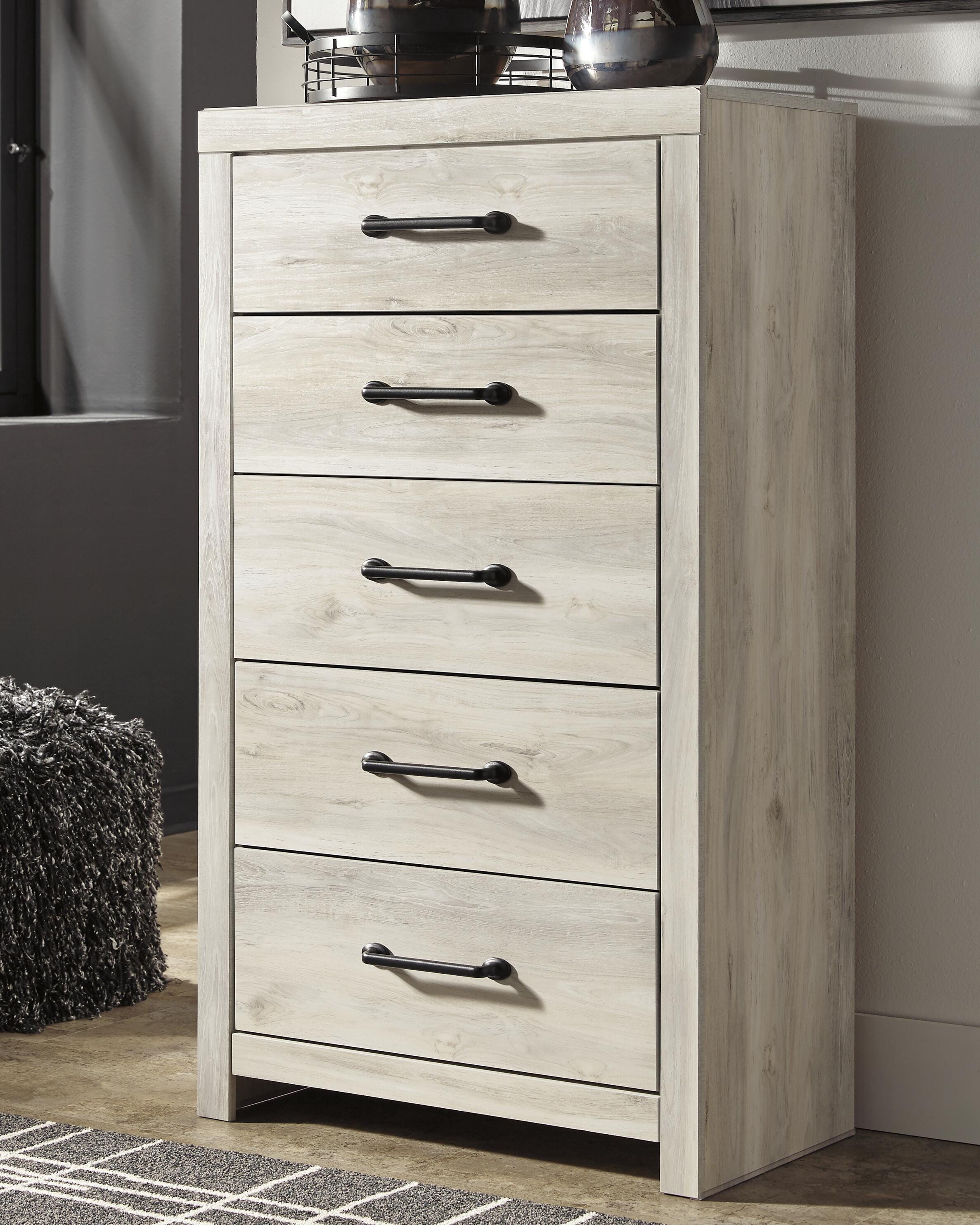 Averly Panel Bed with Storage, Dresser, Mirror, Chest and Nightstand