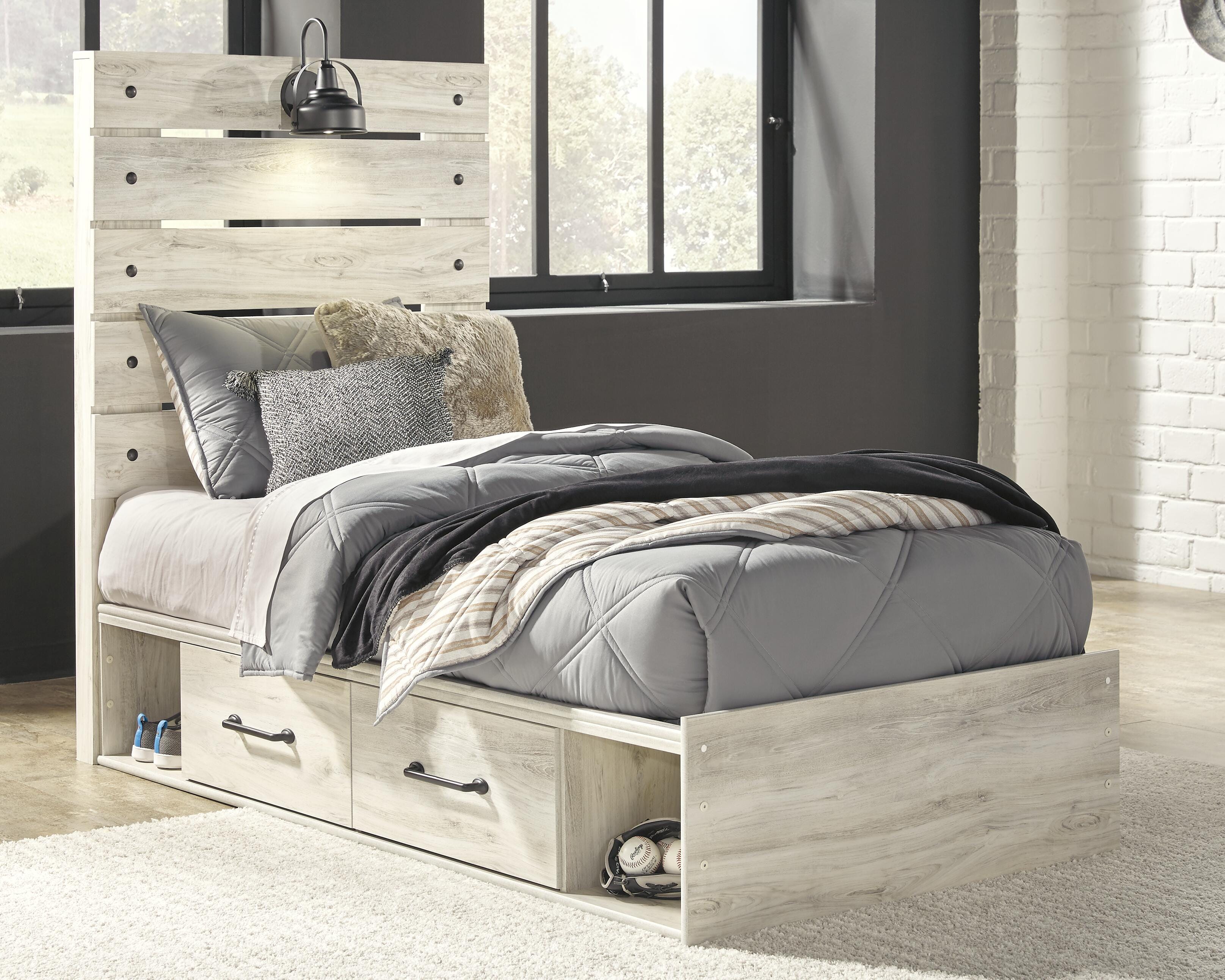 Cambeck Panel Bed with 4 Storage Drawers
