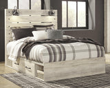 Averly Panel Bed with 2 Storage Drawers with Mirrored Dresser and Chest