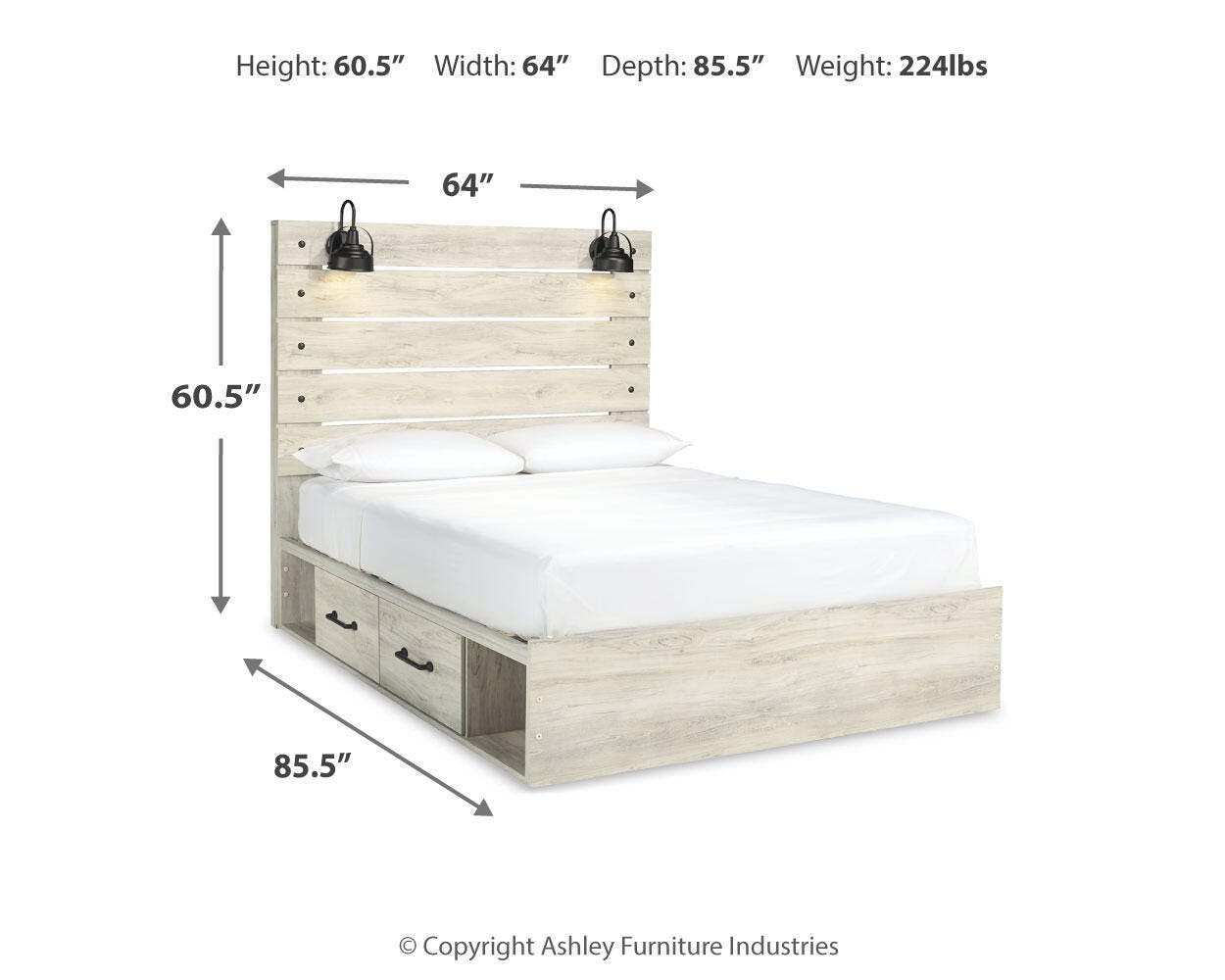 Cambeck Panel Bed with 2 Storage Drawers