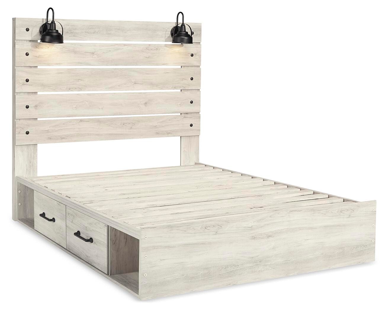 Averly Panel Storage Bed, Dresser, Mirror, 2 Chests and 2 Nightstands