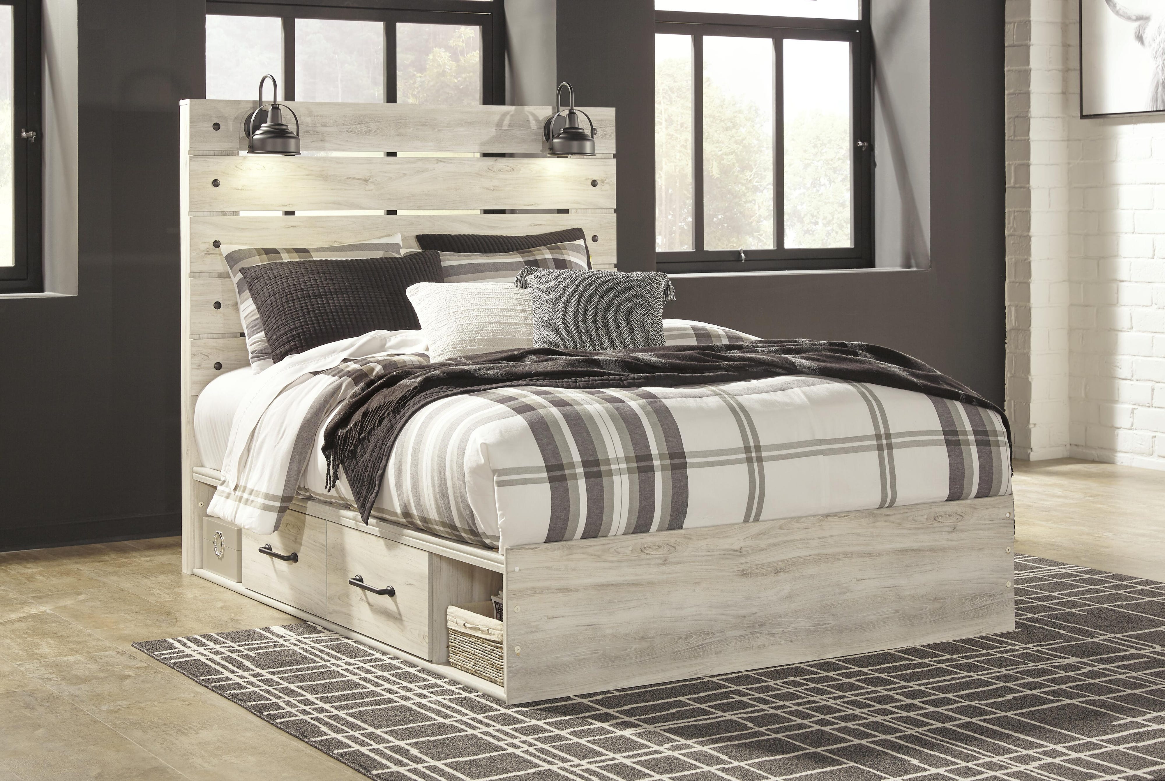 Cambeck Panel Bed with 2 Storage Drawers with Dresser