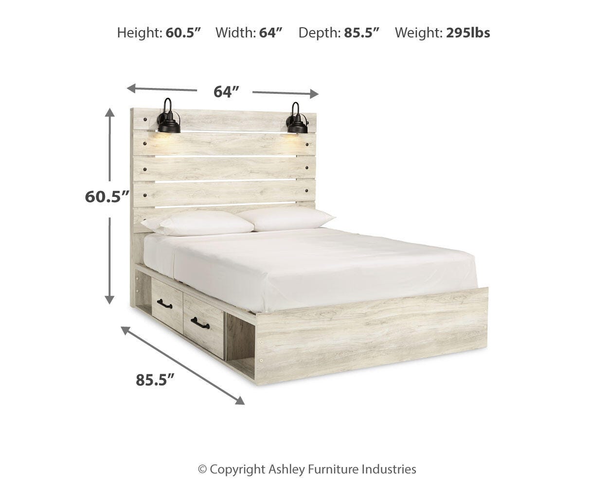 Cambeck Panel Bed with 4 Storage Drawers
