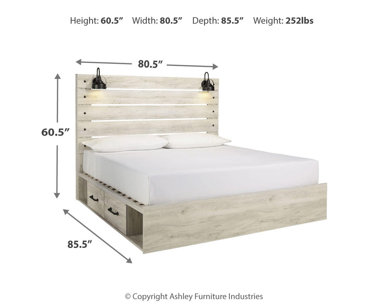 Cambeck Panel Bed with 2 Storage Drawers