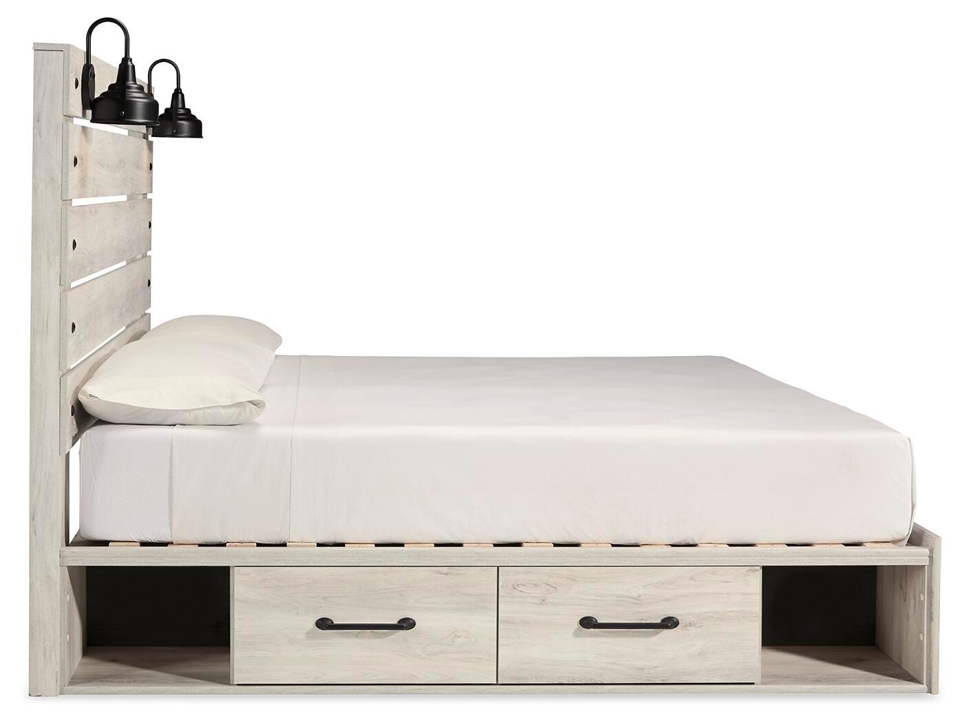 Cambeck Panel Bed with Storage and 2 Nightstands