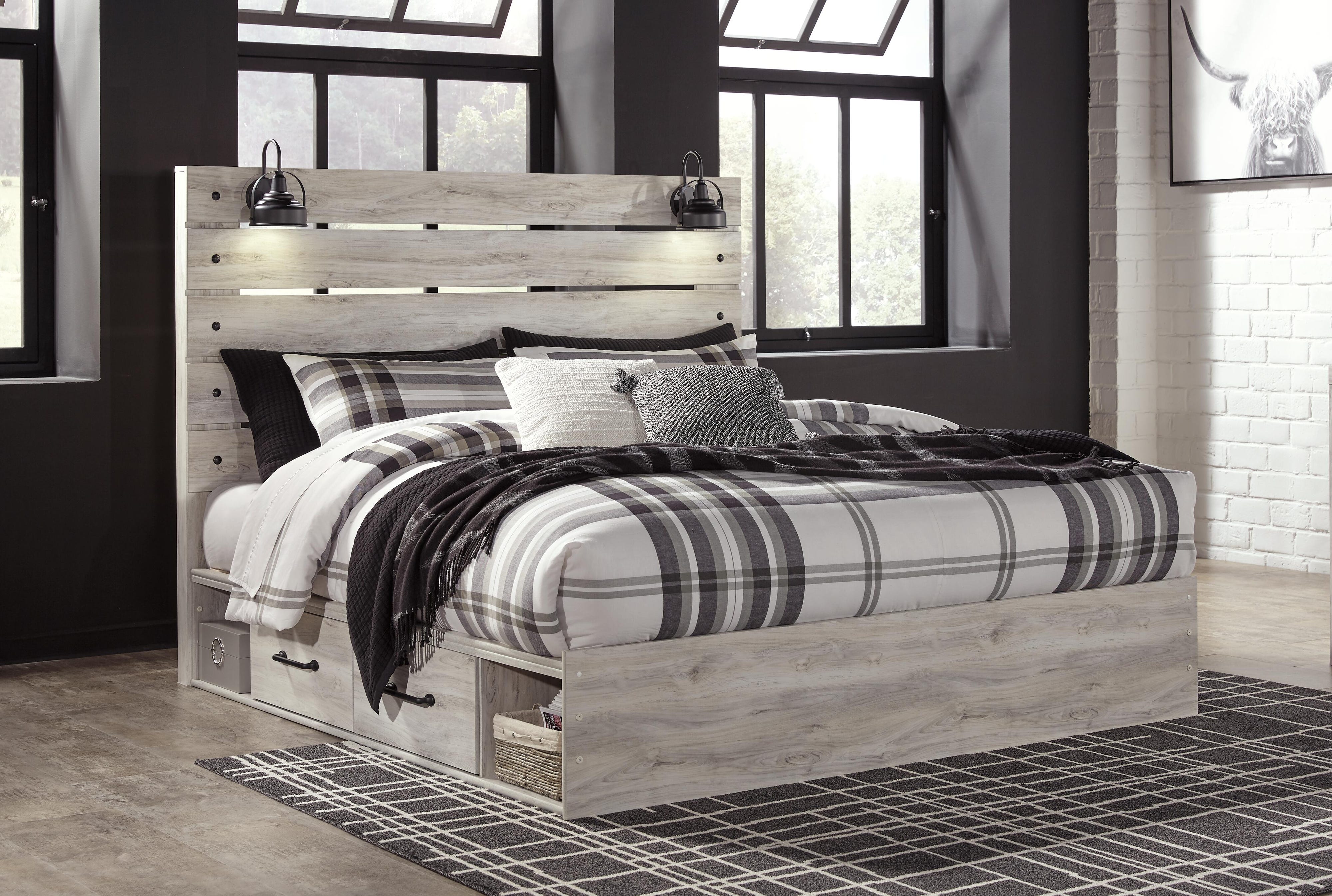Cambeck Panel Bed with 4 Storage Drawers with Dresser