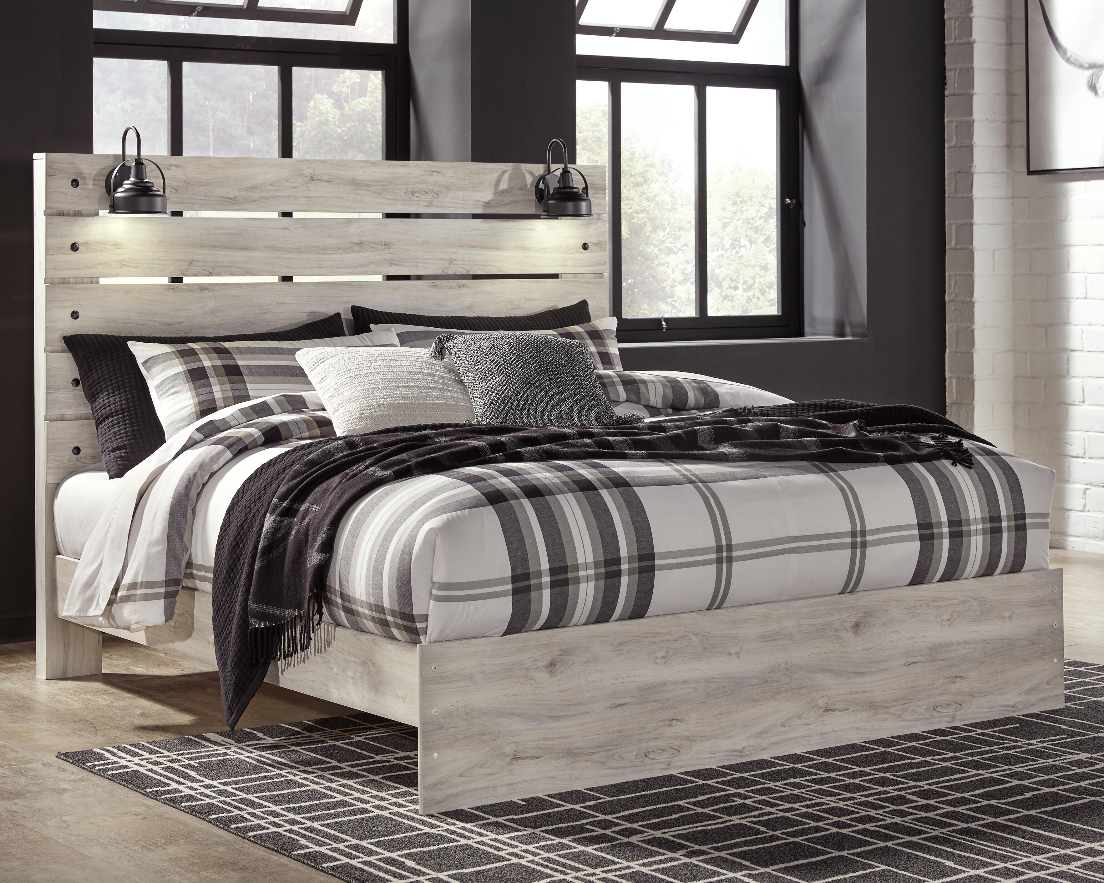 Averly Panel Bed with Mirrored Dresser and Chest