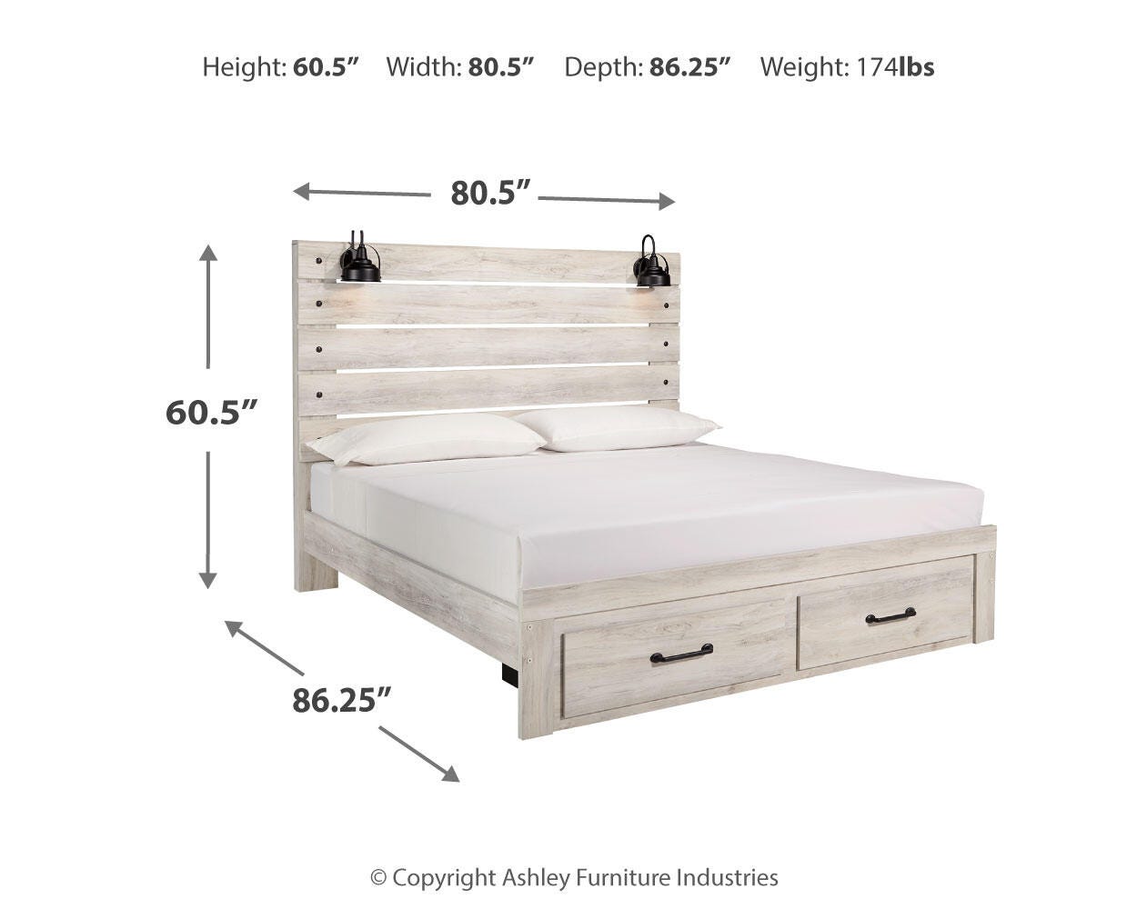 Cambeck Panel Bed with 2 Storage Drawers