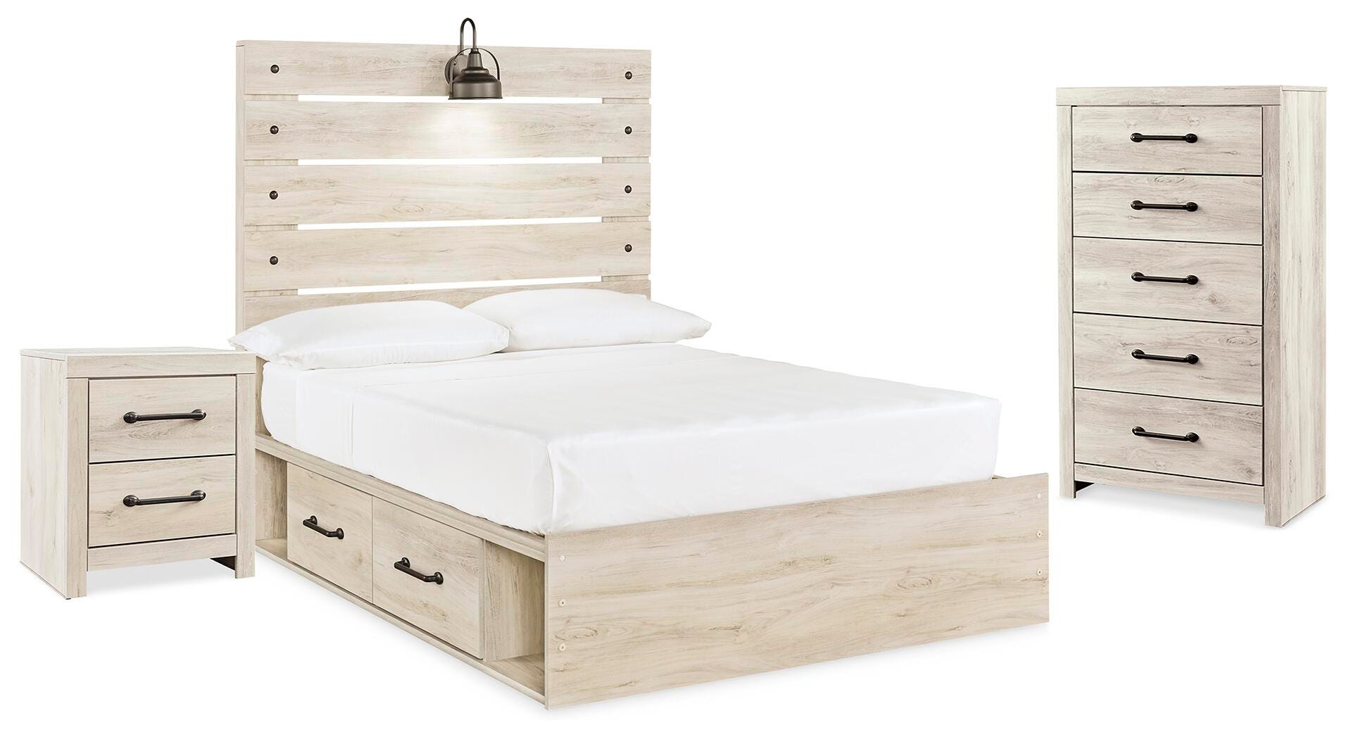 Averly Panel Bed with Storage, Chest and Nightstand
