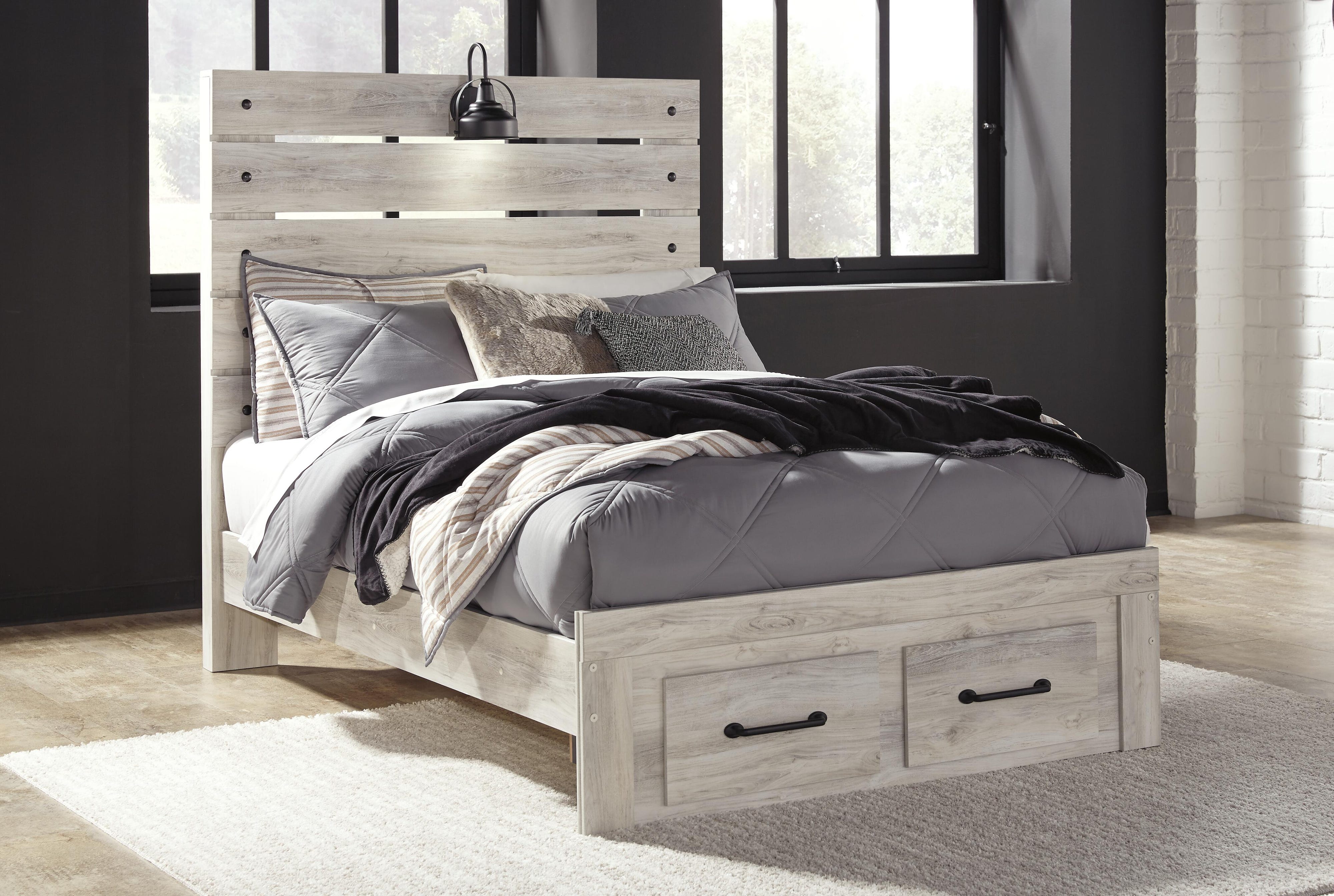 Cambeck Panel Bed with 2 Storage Drawers with Dresser