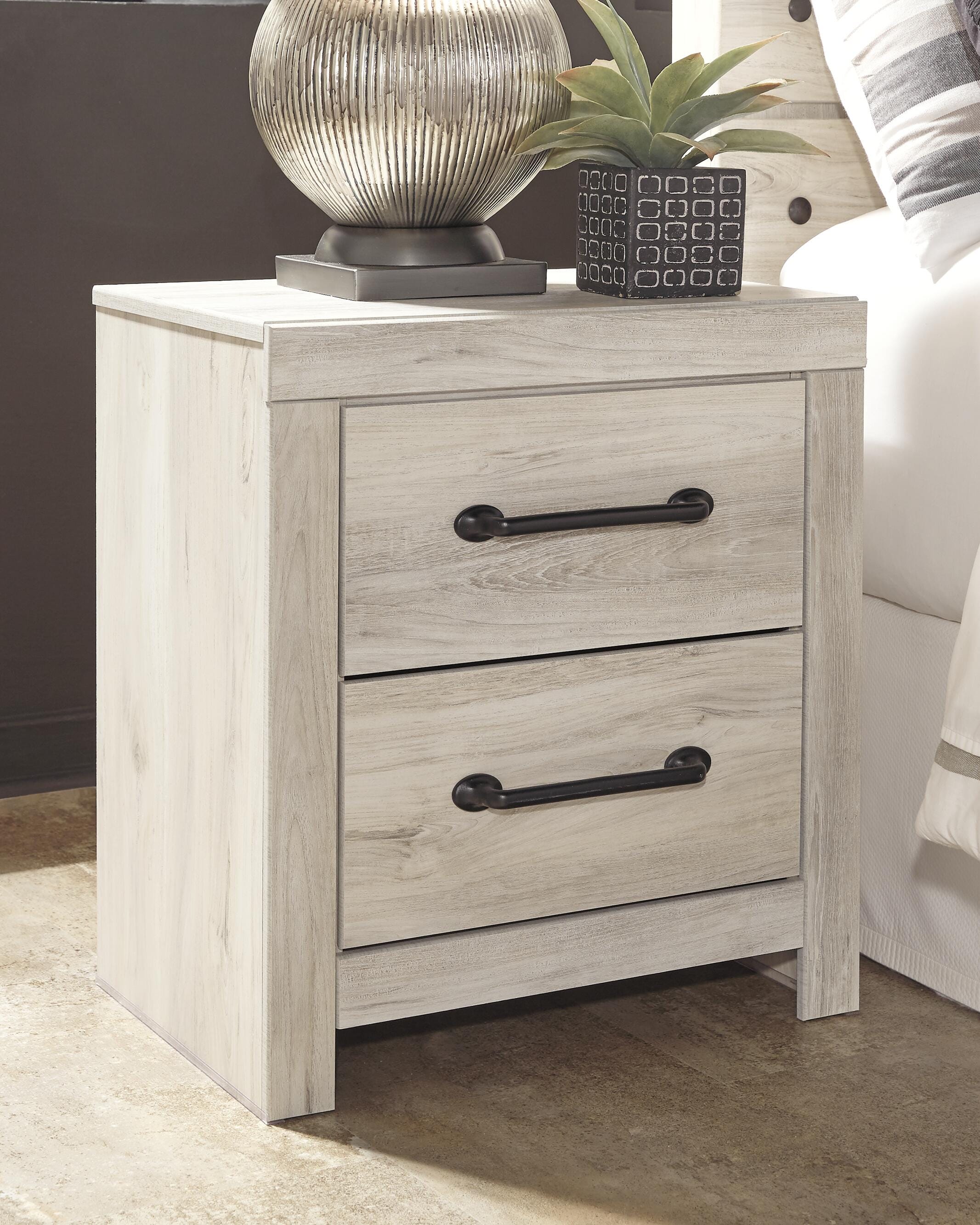 Cambeck Panel Bed with 4 Storage Drawers with Mirrored Dresser and 2 Nightstands
