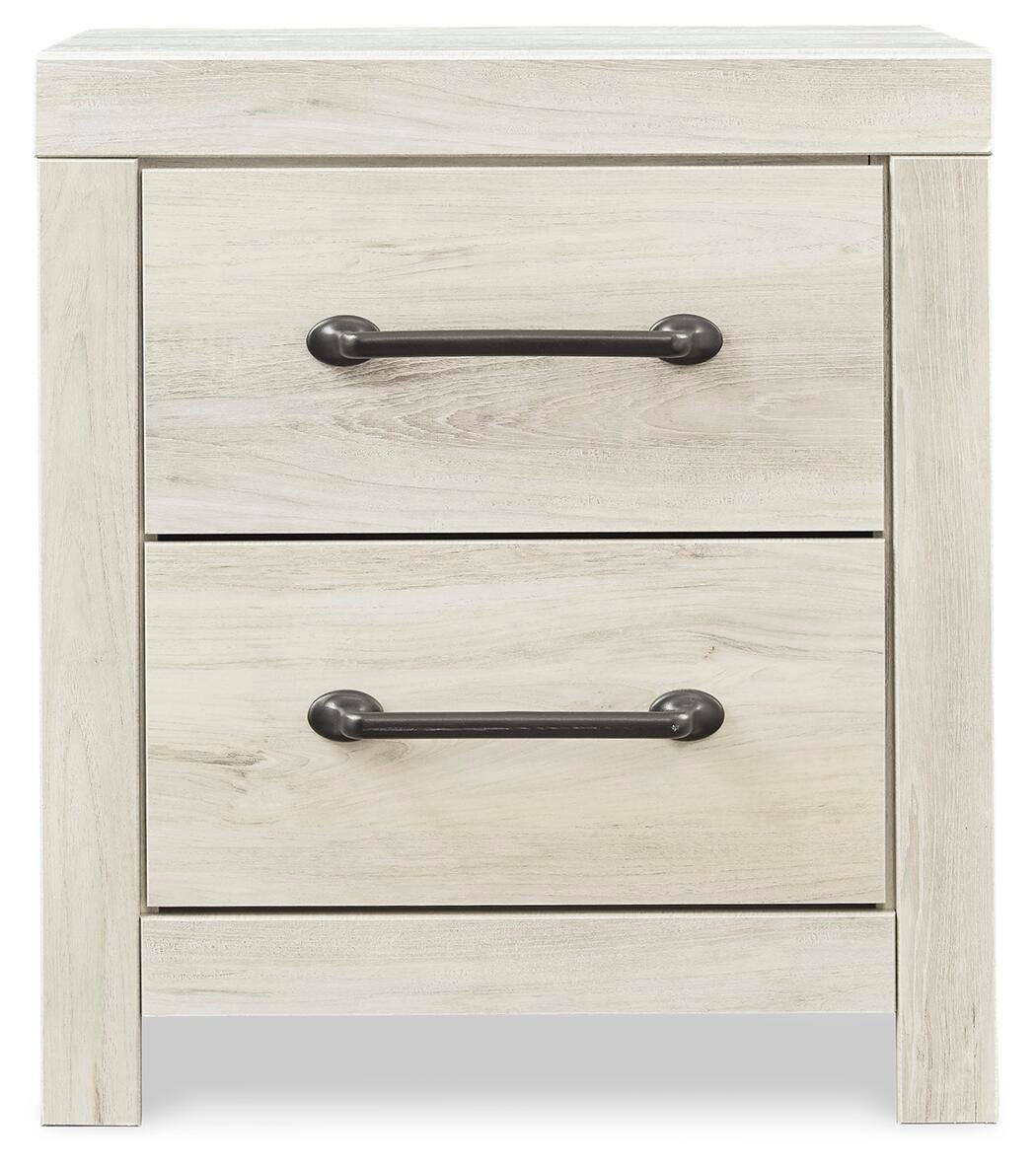 Cambeck Panel Bed with 4 Storage Drawers with Mirrored Dresser and 2 Nightstands