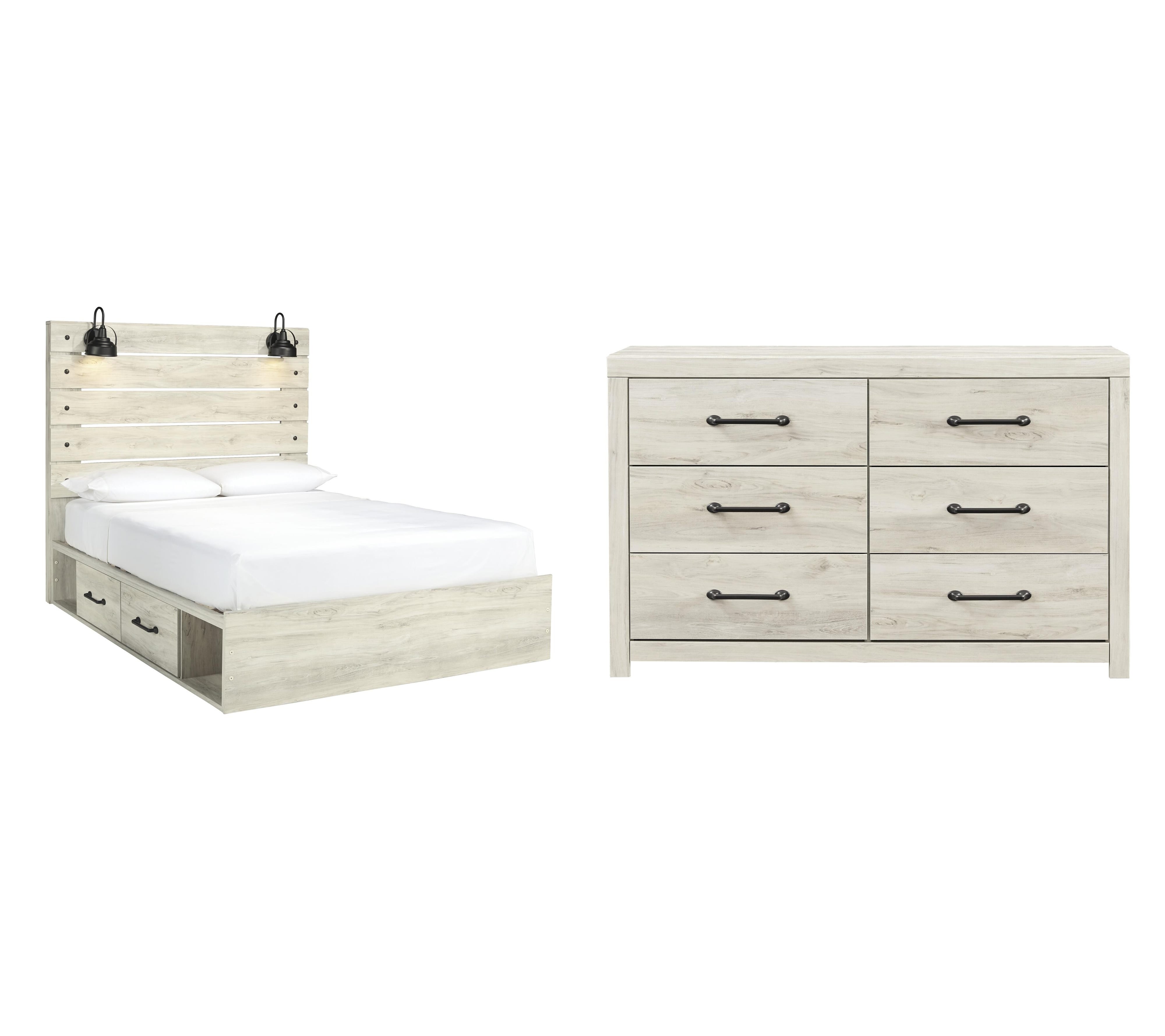 Cambeck Panel Bed with 2 Storage Drawers with Dresser