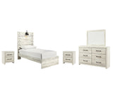 Cambeck Panel Bed with Mirrored Dresser and 2 Nightstands