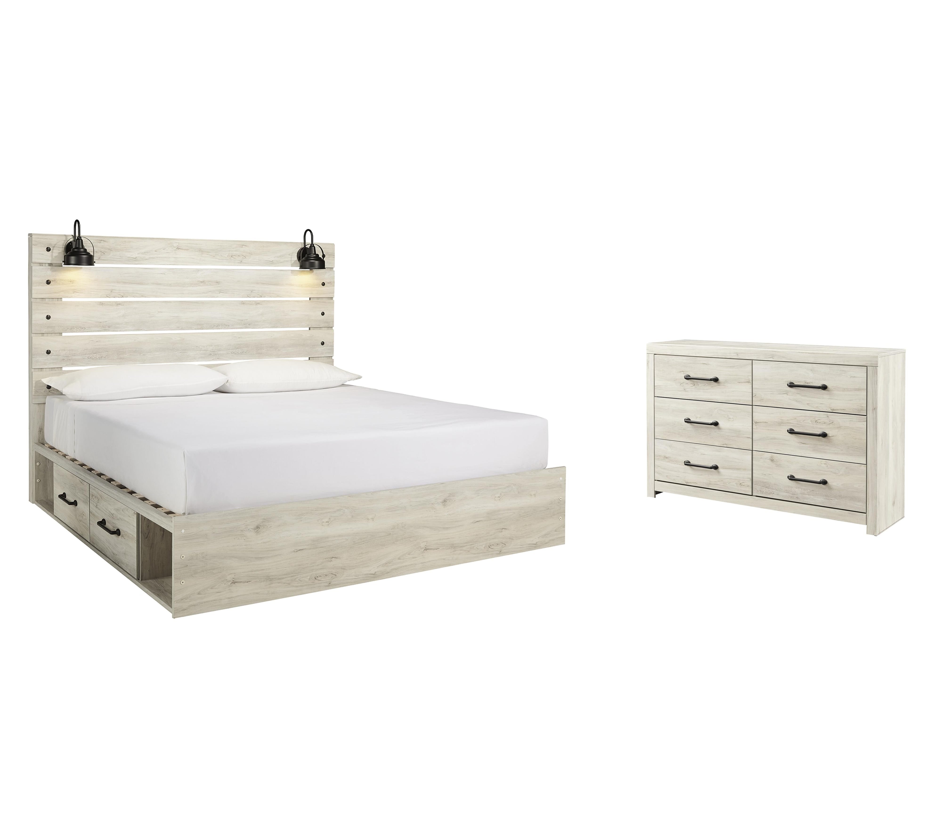 Cambeck Panel Bed with 4 Storage Drawers with Dresser