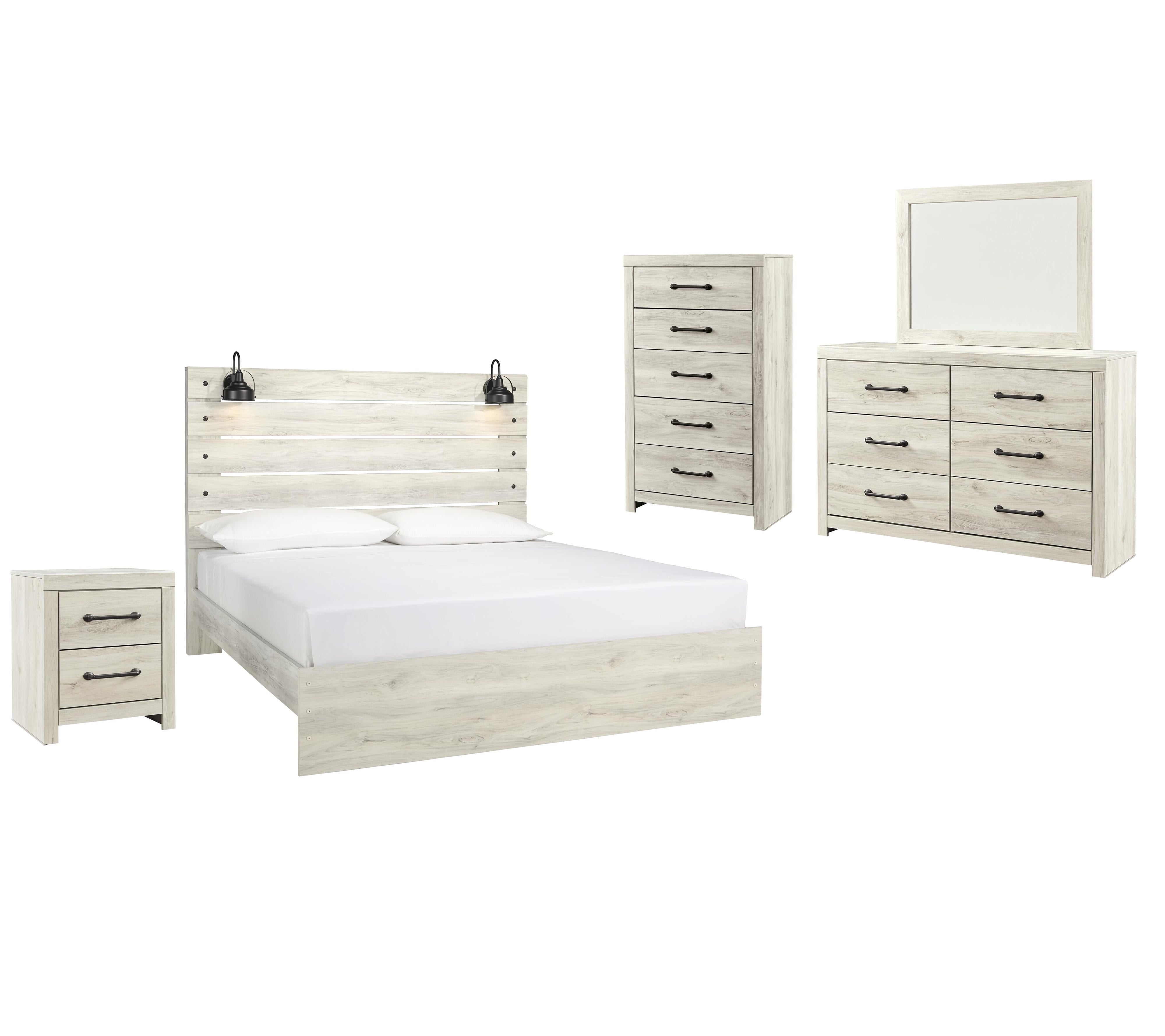 Cambeck Panel Bed with Mirrored Dresser, Chest and Nightstand
