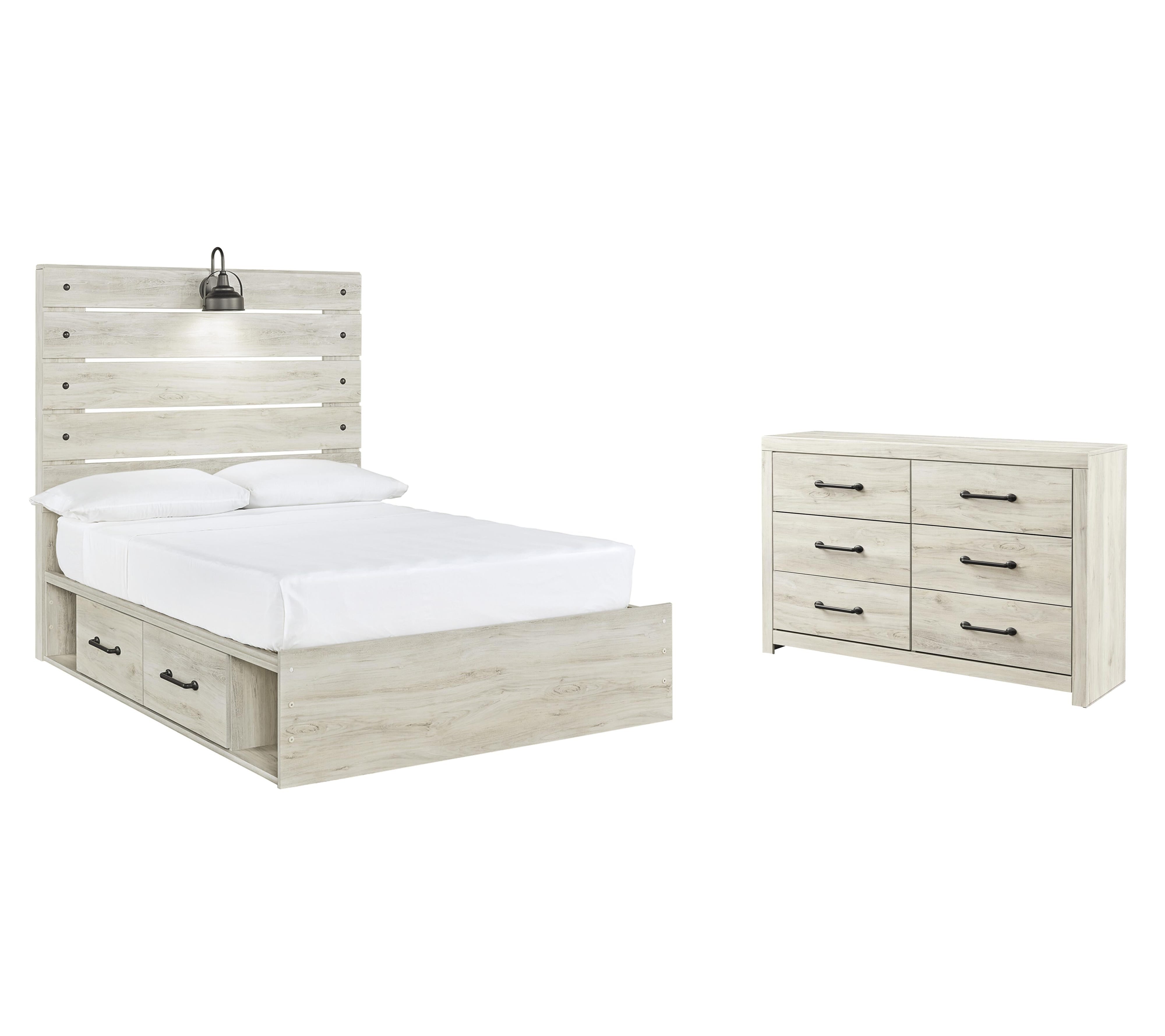 Cambeck Panel Bed with 4 Storage Drawers with Dresser