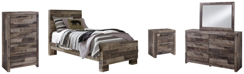 Kensley Panel Bed with Mirrored Dresser, Chest and Nightstand