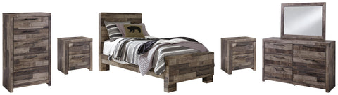 Kensley Panel Bed with Mirrored Dresser, Chest and 2 Nightstands