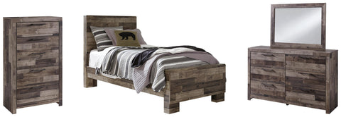 Kensley Panel Bed with Mirrored Dresser and Chest