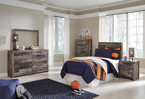 Kensley Panel Headboard with Mirrored Dresser, Chest and Nightstand