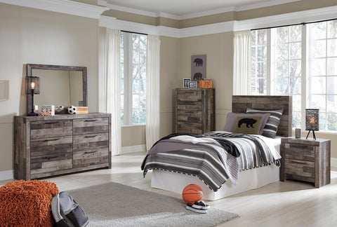 Kensley Panel Headboard with Mirrored Dresser, Chest and Nightstand