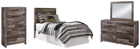 Kensley Panel Headboard with Mirrored Dresser and Chest